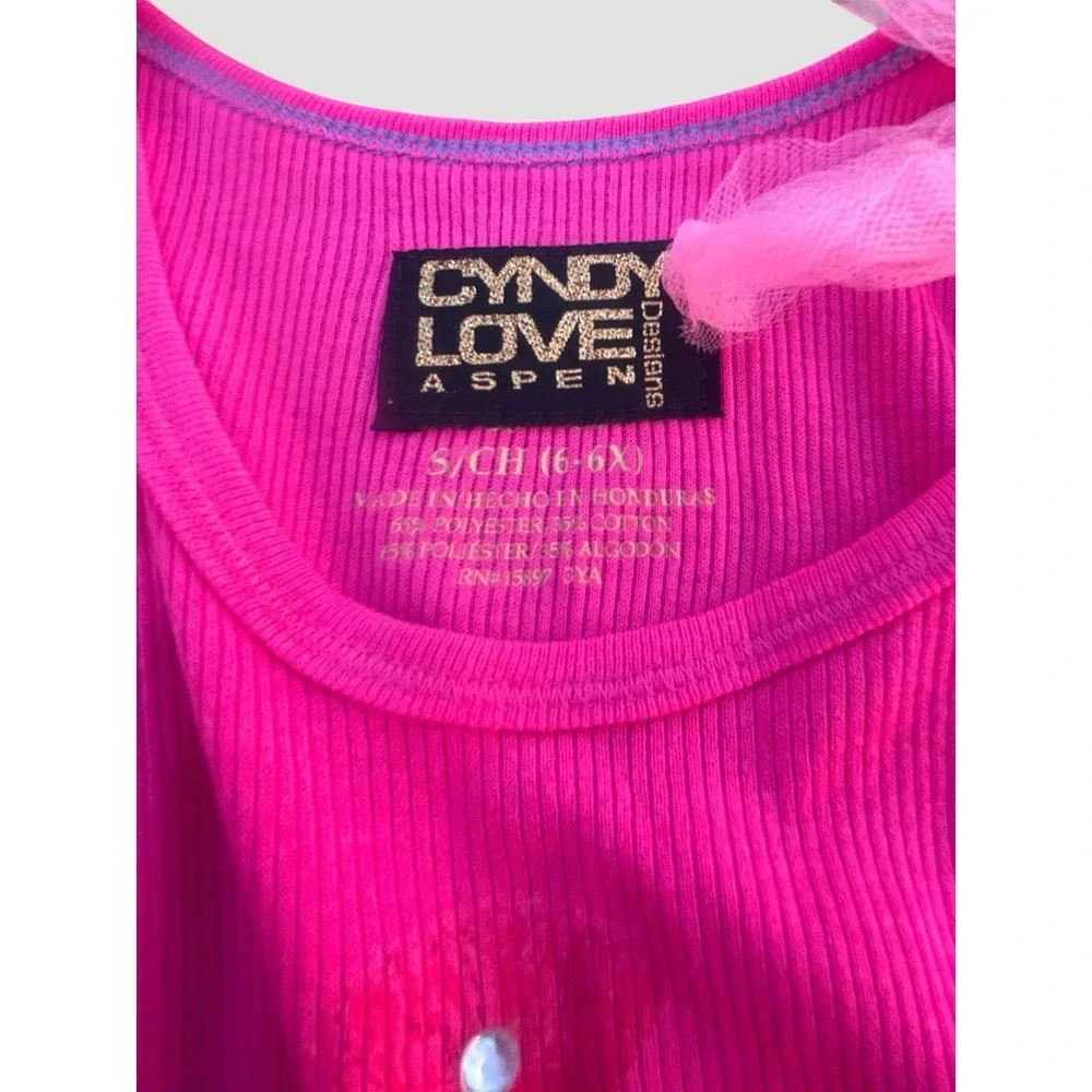 Cyndy Love Girls Pink Drop Waist Chandelier Dress Floral Skirt Bow Size 6 6X
